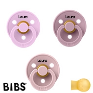 BIBS Colour Schnuller mit Namen, 3er-Pack mit Violet Sky, Heather und Pink Plum